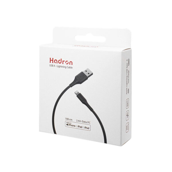 کابل شارژ و انتقال داده لایتنینگ هادرون Hadron MFI HTC-A-L01 USB A Lightning Cable